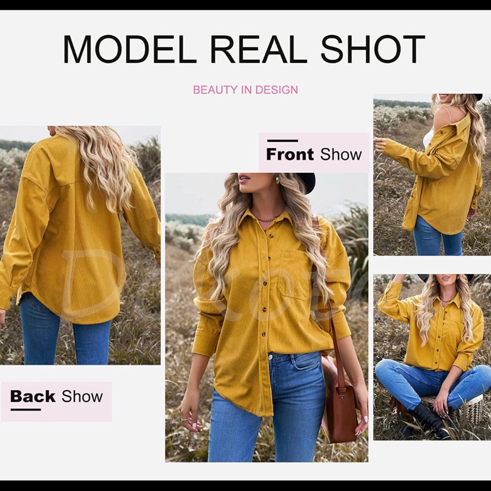 Corduroy Boyfriend Button Down Oversized Shirt - SMALL